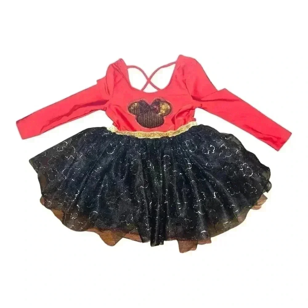 DISNEY Minnie Mouse Tutu outfit size 12M Gold/Black/Red/ sparkly sequins